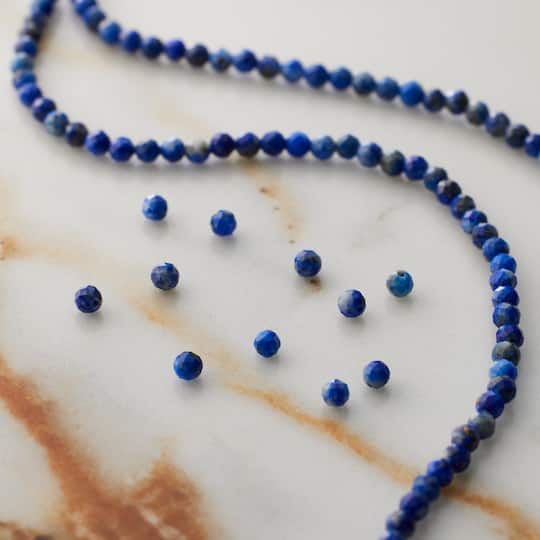 12 Pack: Dyed Lapis Faceted Round Beads, 2mm by Bead Landing™
